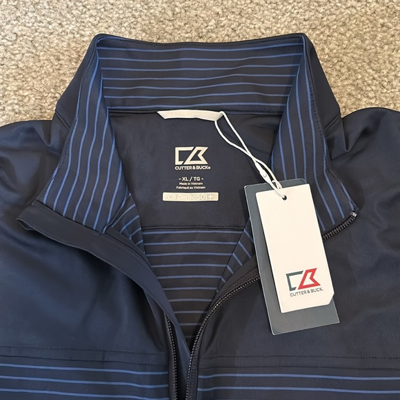 Cutter & Buck Traverse Stretch Stripe Eco Quarter Zip Mens Pullover - Picture 2 of 5